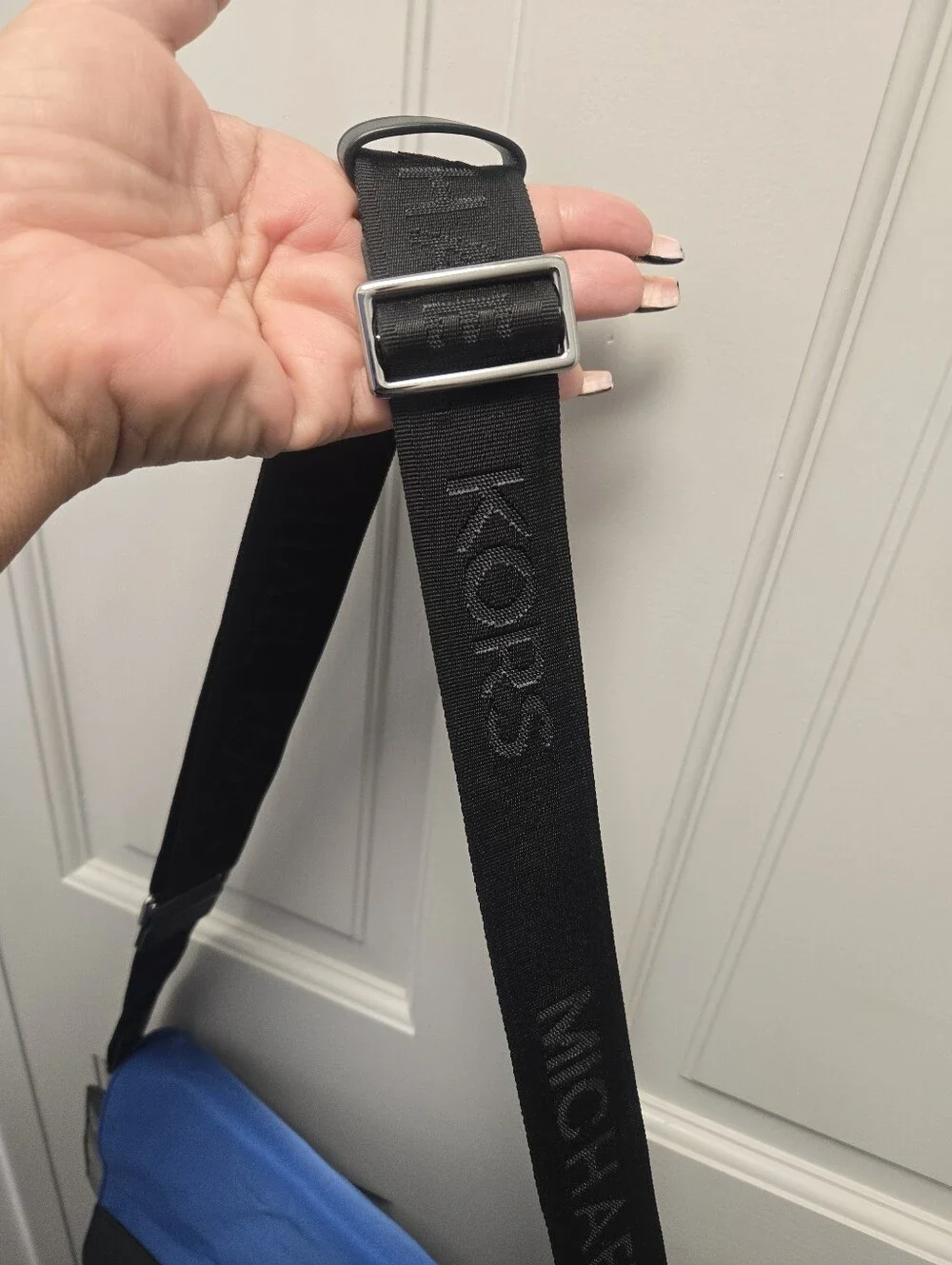 Michael Kors Royal Blue Nylon Gabardine Messenger Bag with Black Trim